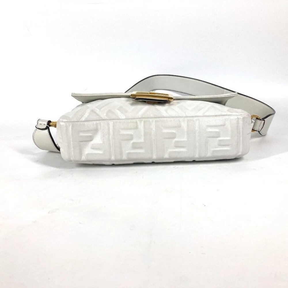 FENDI 8BR600 Zucca Mamma Baguette Shoulder 2WAY Bag Shoulder Bag Leather White - Picture 12 of 16